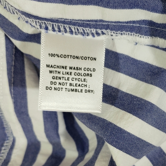 Lafayette 148 New York Blouse  Sleeveless Button Front Blue White Stripe - Picture 12 of 13